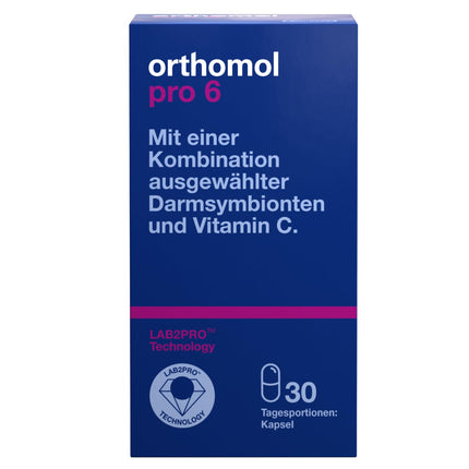 Orthomol Pro 6 - ar atlasītu zarnu simbiontu un C vitamīna kombināciju, 30 dienas porcijas