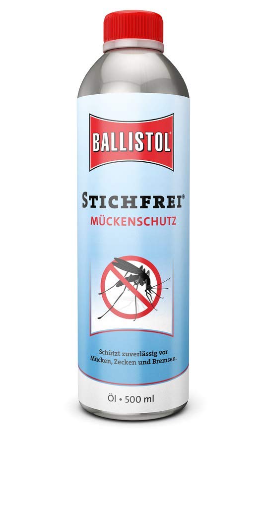 BALLISTOL 26710 Stichfrei odu atbaidīšanas līdzeklis 500 ml pudelē pretinsektu eļļa – 8 stundu aizsardzība pret mušām, ērcēm, odiem, bezkrāsains