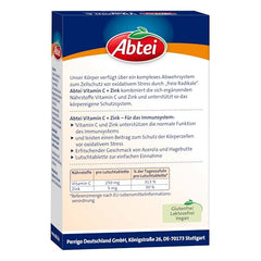 Abtei C vitamīns + cinks - vērtīgs vitamīnu uztura bagātinātājs pastilām - imūnsistēmas un šūnu aizsardzības atbalstam - bez glutēna, vegāns - 1 x 30 pastilas