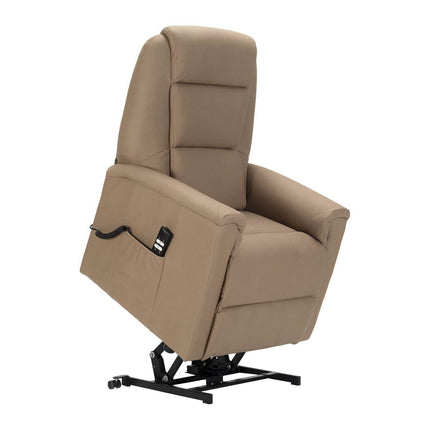 POLTRONE ITALIA Rebecca 2 Motors PERSONALIZĒTS TV krēsls ar stāvēšanas palīglīdzekli Medicīnas ierīce 2 riteņi Mikro atsperu sēdeklis Mākslīgā āda Kamielkrāsas