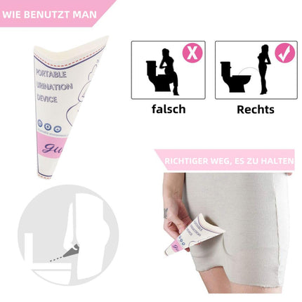 Guofa pisuārs sievietēm, pisuārs sievietēm, pārnēsājams, hermētisks sieviešu pisuārs urinēšanai stāvot vai tupot, diskrēta tualete kempingam, ceļojumiem, dāvanām (50 gab.)