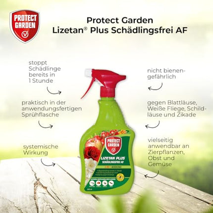 PROTECT GARDEN Lizetan Plus kaitēkļu nesaturošs līdzeklis pret kaitēkļiem dekoratīvajiem augiem, rozēm, augļiem un dārzeņiem, 800 ml aerosols