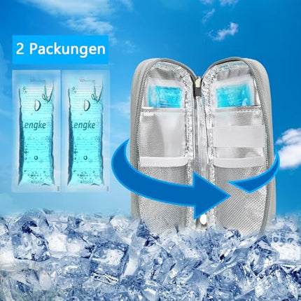 YOUSHARES insulīna dzesēšanas soma ar 2 ledus pakām - TSA apstiprināta diabēta soma diabēta piederumiem, Epipen, šļircēm, insulīnam un citiem medikamentu piederumiem, medikamentu somas pildspalvas dzesētājs ceļojumiem (pelēks)