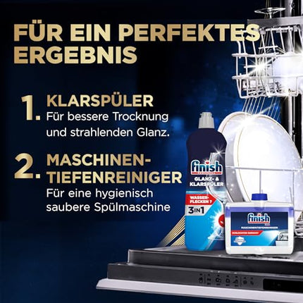 Finish Ultimate Plus Infinity Shine trauku mazgājamās mašīnas tabletes – trauku mazgājamās mašīnas tabletes intensīvai tīrīšanai, tauku šķelšanas jaudai un spīdumam ar aizsargvairogu – 2 x 73 kapsulas