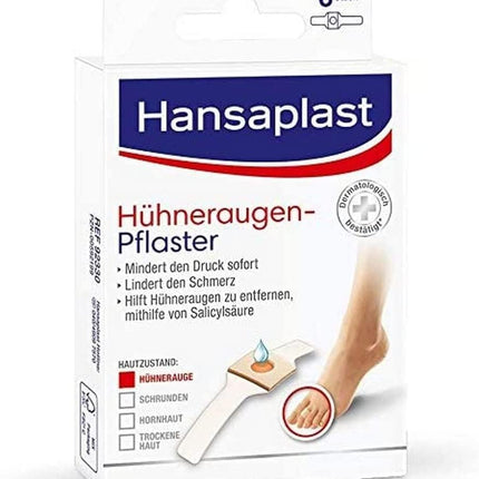 Hansaplast plāksteri varžacīm (1 x 8 gabali), plāksteri ar salicilskābi varžacu noņemšanai, sāpes remdējoši pēdu plāksteri ar drošu fiksāciju