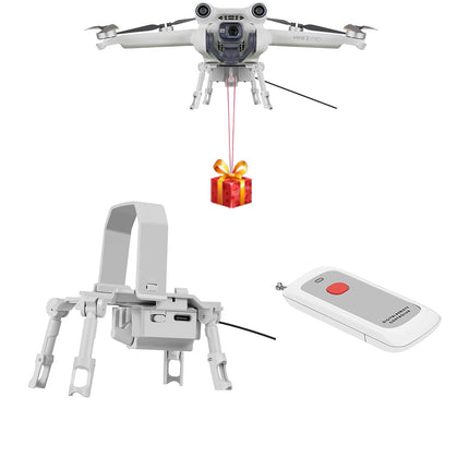 LICHIFIT Drone Airdrop sistēma, universāla DJI Mini 3 Pro/Mini 3 droniem - saderīga, kravnesība 200 g, tālvadības pults 1000 m, gaiši pelēka