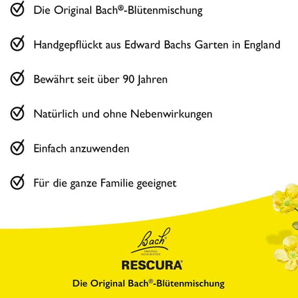 Oriģinālie Bach RESCURA pilieni bezalkoholiskie: (agrāk Rescue) Baha ziedu maisījums, 20 ml