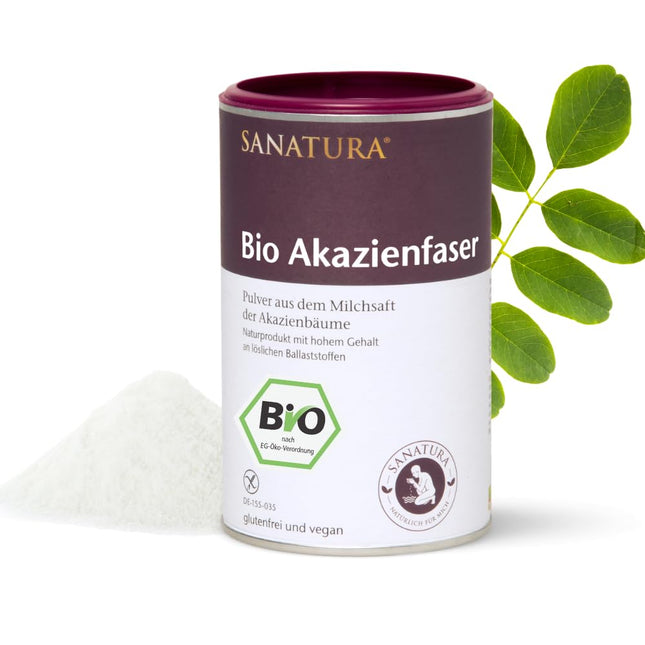 Sanatura Acacia Fiber Powder Organic – 180 g – vērtīgs šķiedrvielu avots no akācijas šķiedrām – šķīstošā šķiedra – vegāns, bez glutēna un fruktozes – labi panesams