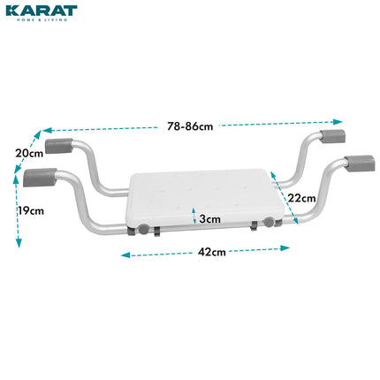 KARAT vannas sēdeklis, sēdekļa pamatne vannai, neslīdoša, slodzes izturība 100 kg, regulējama 78-86 cm, vannas krēsls, dušas sēdeklis pieaugušajiem un senioriem, vannas pamatne Levi