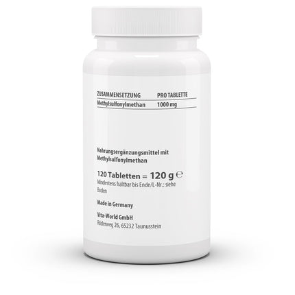 Vitaworld MSM 1000, vegāns, 1000 mg tabletē, 120 tabletes