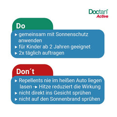 Doctan® Active Spray – aizsardzība līdz 12 stundām pret odiem, ērcēm, kodīgām mušām, malārijas profilakse, dzeltenais drudzis, 100 ml