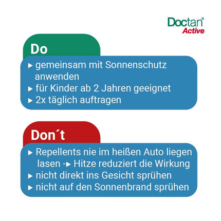 Doctan® Active Spray – aizsardzība līdz 12 stundām pret odiem, ērcēm, kodīgām mušām, malārijas profilakse, dzeltenais drudzis, 100 ml