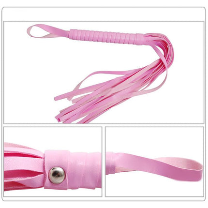 Vielretude 44cm PU ādas pātaga seksam, pēršanai, jāšanai, pušķīšu pātaga BDSM lomu spēlei, pāru lomu spēlei, flirtam, seksa rotaļlietas (rozā)