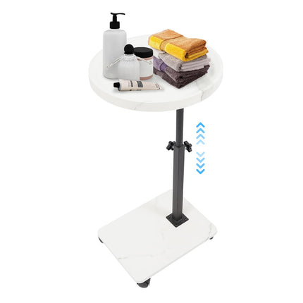 Sindipanda sānu galdiņš ar riteņiem - 40 cm - pārvietojams sānu galdiņš, 360° rotējošs augšējais guļamistabas sānu galdiņš gultai un dīvānam, divstāvu uzglabāšanas vieta, 40-80 cm regulējams augstums
