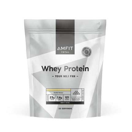 Amazon zīmols: Amfit Nutrition sūkalu proteīna pulveris, vaniļas, 33 porcijas (1 iepakojums)