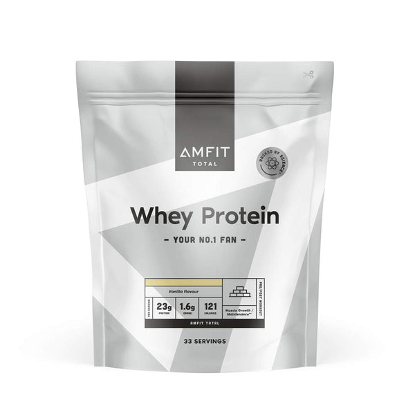 Amazon zīmols: Amfit Nutrition sūkalu proteīna pulveris, vaniļas, 33 porcijas (1 iepakojums)