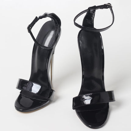 PROMI augstpapēžu kurpes 18cm stileto papēži melnas metāla augstpapēžu sandales - melnas||39