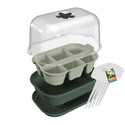 elho Green Basics audzēšanas paplātes komplekts - audzēšanas kaste augiem - stādu paplāte - 100% pārstrādāta plastmasa - zaļa/lapu zaļa