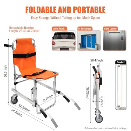 Kāpņu krēsls ar svaru 159 kg, kāpņu krēsls ar svaru 350 mārciņām, kāpņu kāpējs, EMS kāpņu pacēlājs, izgatavots no alumīnija sakausējuma, ar 2 riteņiem, ātrās palīdzības, ugunsdzēsēju evakuācijai, vecāka gadagājuma cilvēkiem un invalīdiem