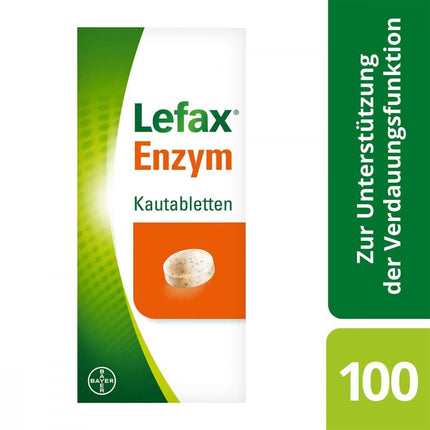Lefax enzīmu košļājamās tabletes gremošanas funkciju atbalstam un vēdera uzpūšanās mazināšanai, 100 tabletes