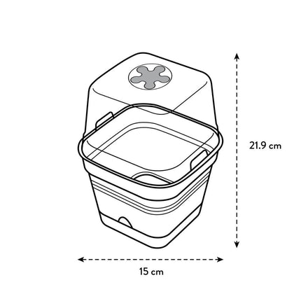 elho Green Basics audzēšanas pods kvadrātveida viss vienā 15 - puķupods audzēšanai - 100% pārstrādāta plastmasa - Ø 15,0 x A 12,1 cm - melns/dzīvi melns