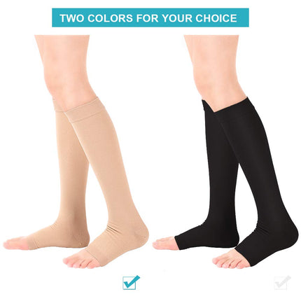 Medicīniskās kompresijas zeķes 20-30, ikru kompresijas zeķes ar pēdas kompresijas piedurknēm, 2. klases atbalsta zeķes ar gradientu kompresiju varikozām vēnām (līdzīga ādas krāsa, XL)