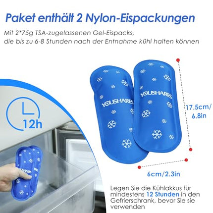 YOUSHARES insulīna dzesēšanas soma - TSA EVA maciņš insulīna pildspalvai, EpiPen, insulīnam un citiem diabēta piederumiem - mini medikamentu dzesētājs ceļojumiem, maza izolēta soma ar 2 ledus paciņām (sarkana)