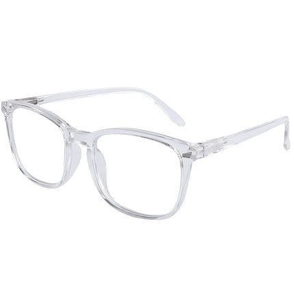 DOOViC zilās gaismas filtra datora brilles, caurspīdīgas/kvadrātveida rāmja, lielas datora brilles, bezrecepšu vīriešiem/sievietēm 0.0