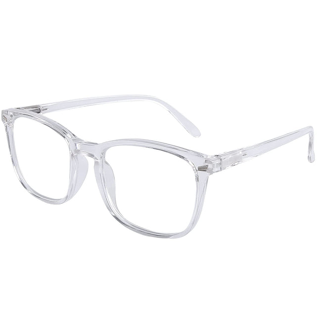 DOOViC zilās gaismas filtra datora brilles, caurspīdīgas/kvadrātveida rāmja, lielas datora brilles, bezrecepšu vīriešiem/sievietēm 0.0