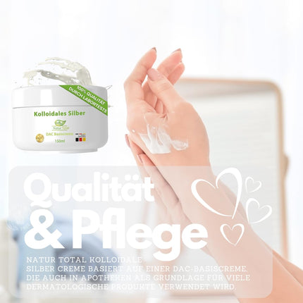 Natur Total Silver krēms ar koloidālo sudrabu SVARĪGI: 150 ml XL - Sudraba krēms ar sudraba ūdeni 100 PPM aptiekās Bāzes krēms