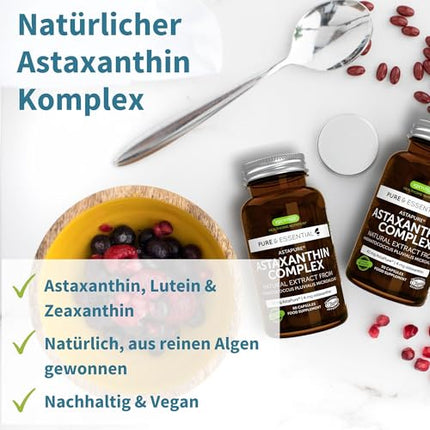 Astaksantīna komplekss, vegāniski un dabiski antioksidanti no 42 mg AstaPure, ar 4 mg astaksantīna + luteīnu un zeaksantīnu, 90 mīkstās kapsulas, ražotājs Igennus