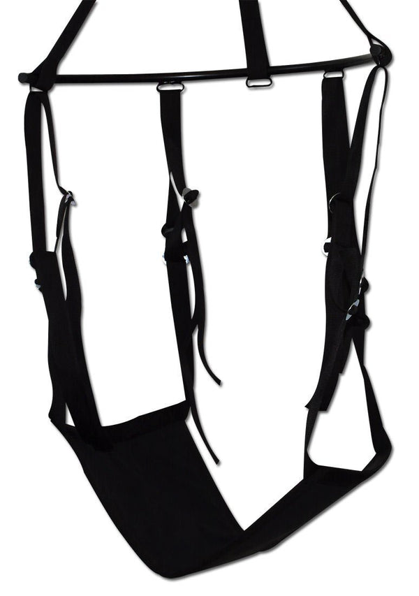 You2Toys Love Swing - seksa šūpoles pāriem, mīlestības šūpoles pie griestiem, erotiskas šūpoles, celtspēja līdz 120 kg, dažādas seksa pozas, melnas