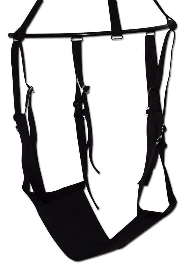 You2Toys Love Swing - seksa šūpoles pāriem, mīlestības šūpoles pie griestiem, erotiskas šūpoles, celtspēja līdz 120 kg, dažādas seksa pozas, melnas