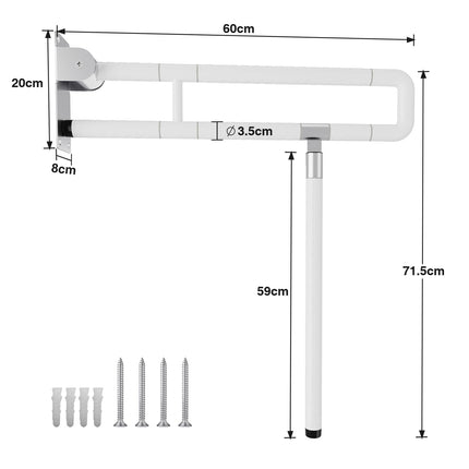 Vigevee sienas atbalsta roktura atbalsta palīglīdzeklis WC satvēriena stienis 60CM tualetes balsts saliekams rokturis neslīdošs senioriem saliekams tualetes stāvēšanas palīglīdzeklis sienas stiprinājums līdz 150 kg