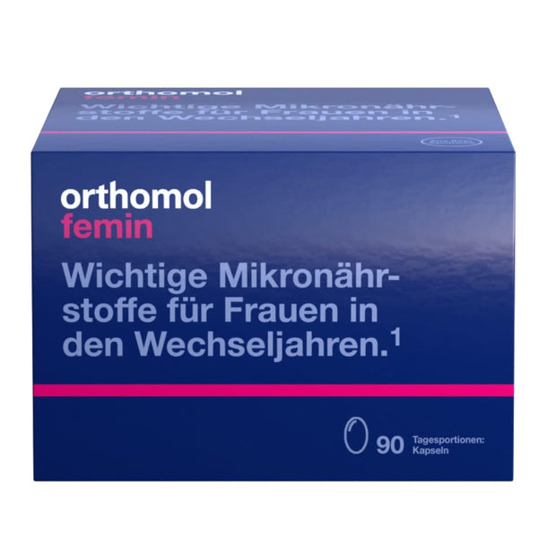 Orthomol Femin - Mikrouzturvielas sievietēm menopauzes laikā - ar biotīnu, selēnu, cinku, naktssveces eļļu, koenzīmu Q10, 90 porcijas dienā