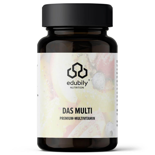 edubily nutrition® multivitamīnu kapsulas ar vitamīniem, minerālvielām un mikroelementiem, piemēram, hromu, jodu, varu, mangānu, molibdēnu, PQQ, Q10, selēnu, cinku, bez dzelzs - 90 mazas kapsulas (multivitamīni ar jodu)