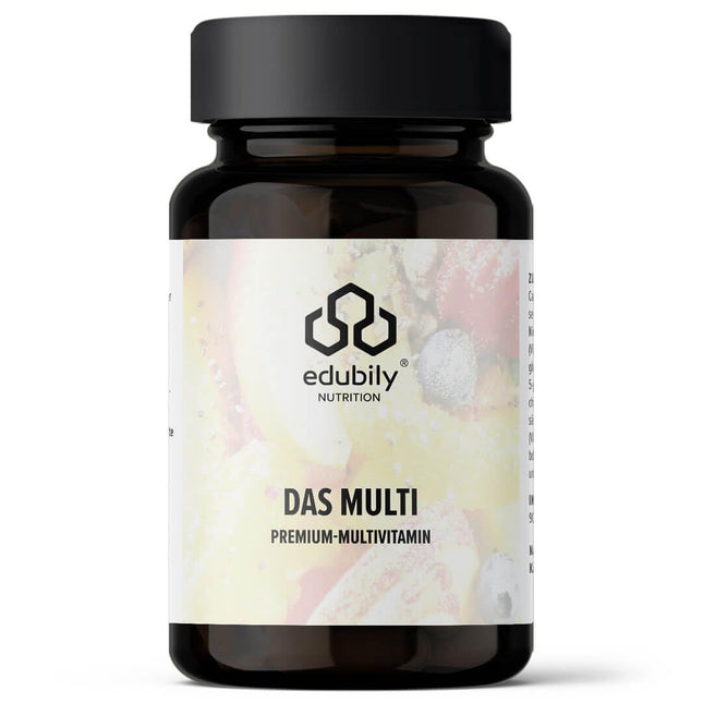 edubily nutrition® multivitamīnu kapsulas ar vitamīniem, minerālvielām un mikroelementiem, piemēram, hromu, jodu, varu, mangānu, molibdēnu, PQQ, Q10, selēnu, cinku, bez dzelzs - 90 mazas kapsulas (multivitamīni ar jodu)