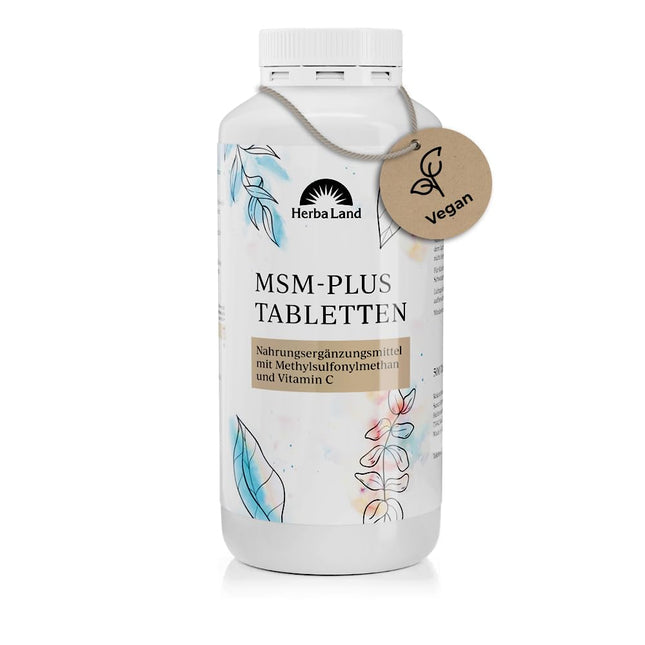 MSM Plus tabletes | Vegāns | 2000 mg MSM un 60 mg C vitamīna dienā | 500 tabletes 8 mēnešiem | Metilsulfonilmetāns | Neatkarīgi laboratorijā pārbaudīta kvalitāte | Ražots Vācijā