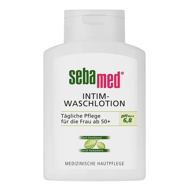 Sebamed intīmās zonas mazgāšanas losjons ar pH 6,8, paredzēts lietošanai menopauzes laikā, maigi attīra jutīgās intīmās zonas sausumu un atbalsta dabisko aizsardzību pret kairinātājiem, kā arī mitruma līdzsvaru.