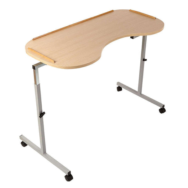 NRS Healthcare M99394 regulējams, ergonomiski pielāgots virsgultas galds ar bloķējamiem ritentiņiem