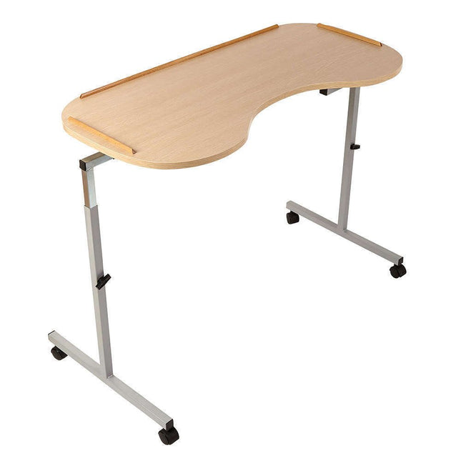 NRS Healthcare M99394 regulējams, ergonomiski pielāgots virsgultas galds ar bloķējamiem ritentiņiem