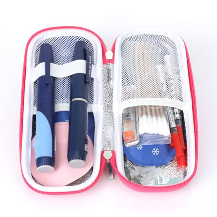 YOUSHARES insulīna dzesēšanas soma - TSA EVA maciņš insulīna pildspalvai, EpiPen, insulīnam un citiem diabēta piederumiem - mini medikamentu dzesētājs ceļojumiem, maza izolēta soma ar 2 ledus paciņām (sarkana)