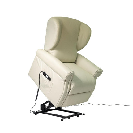 POLTRONE ITALIA Vanessa Leather 2 Motors PERSONALIZĒTS TV krēsls ar elektrisko piecelšanās palīglīdzekli Medicīnas ierīce 4 riteņi Mikroatsperu sēdeklis Netīrumus atgrūdošs senioru krēsls Relaksējošs krēsls Bēšs