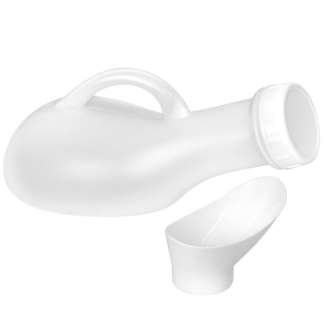 Pisuāru pudeles vīriešiem un sievietēm, plastmasas urīna pudele, čurāšanas pudele ar skrūvējamu vāciņu, pārnēsājamās tualetes, pisuāri lietošanai ceļā, avārijas 1000 ml