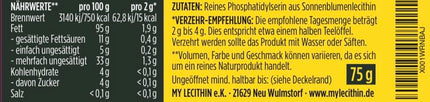 75 g šķidra fosfatidilserīna (PS) no saulespuķu lecitīna (kortizola līmeņa pazemināšanai)