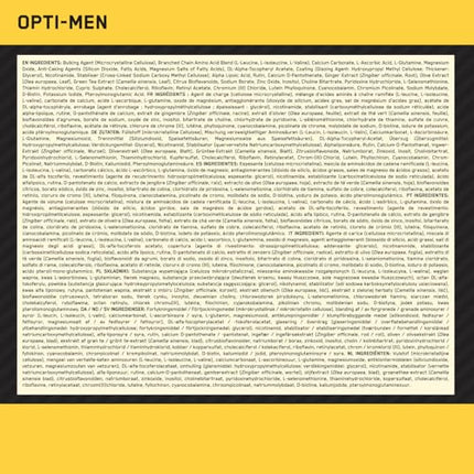 Optimum Nutrition Opti-Men multivitamīnu uztura bagātinātājs vīriešiem ar D vitamīnu, C vitamīnu, B6 vitamīnu un aminoskābēm, bez garšas, 60 porcijas, 180 kapsulas