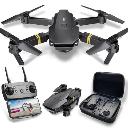 Drons ar kameru 1080P drons iesācējiem RC kvadrokopteru drons bērniem, FPV mini drons, augstuma noturēšana, pacelšanās/nosēšanās ar vienu taustiņu, 3D apgriešana. Dāvanas meitenēm/zēniem (Dark-011)