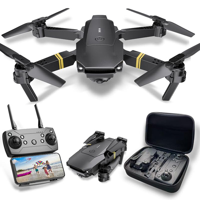 Drons ar kameru 1080P drons iesācējiem RC kvadrokopteru drons bērniem, FPV mini drons, augstuma noturēšana, pacelšanās/nosēšanās ar vienu taustiņu, 3D apgriešana. Dāvanas meitenēm/zēniem (Dark-011)