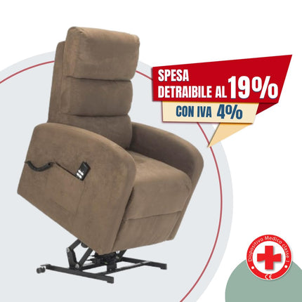 POLTRONE ITALIA Jessica 2 Motors PERSONALIZĒTS atpūtas krēsls ar medicīnisko ierīci 4 riteņi mikro atsperu sēdeklis pūkains brūns