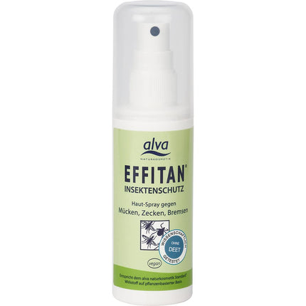 alva® Natural Cosmetics EFFITAN kukaiņu atbaidītājs 100 ml - ar citronu eikalipta eļļu - bez DEET - ļoti efektīvs - efektīva aizsardzība - pret odiem, mušiņām un ērcēm